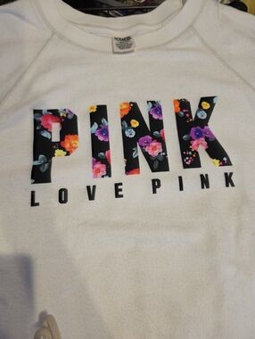 PINK Victoria's Secret Embroidered White Crewneck
